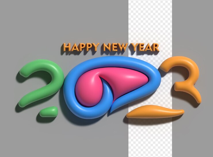 Gratis PSD 2023 happy new year 3d render text typography design banner poster 3d illustration psd