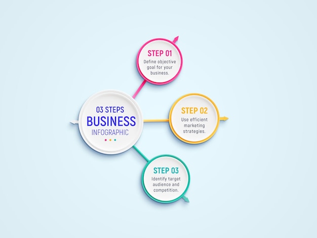 3 steps creative business infographics design template