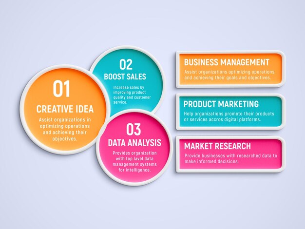 3 steps creative business infographics design template