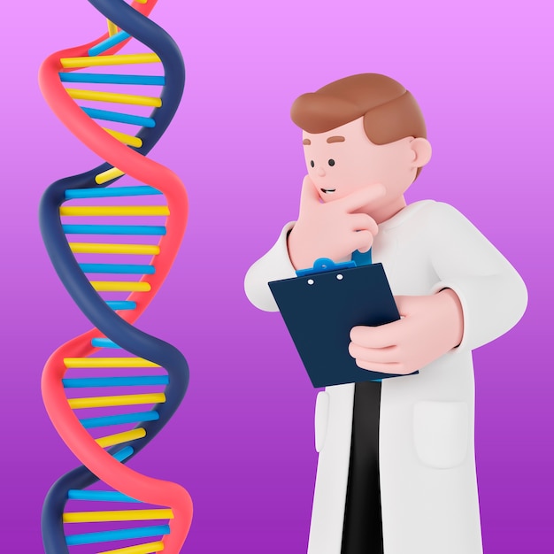 3d background with scientist experimenting in laboratory