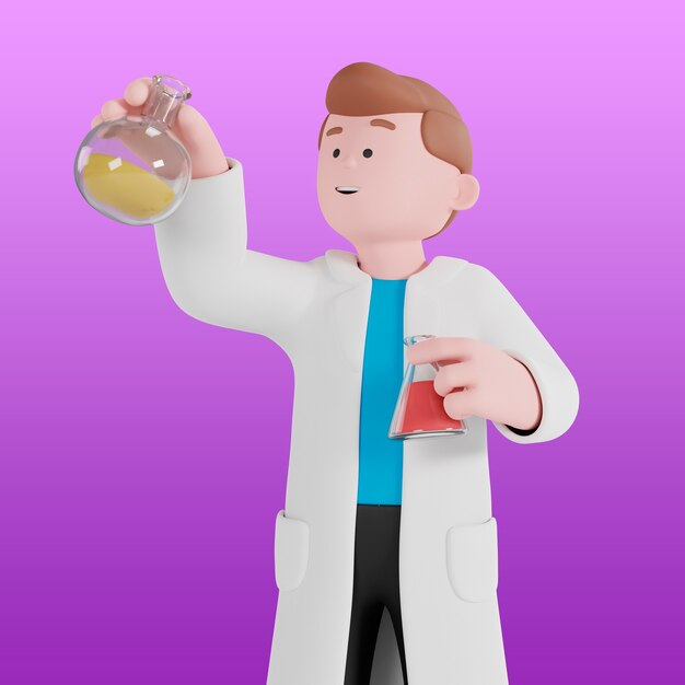 3d background with scientist experimenting in laboratory