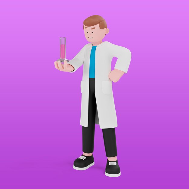 3d background with scientist experimenting in laboratory