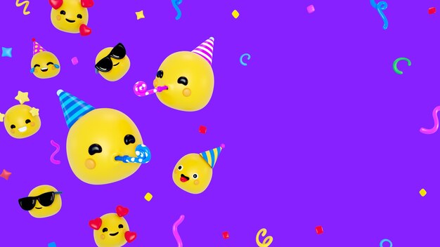 3D-bakgrunn med emojier