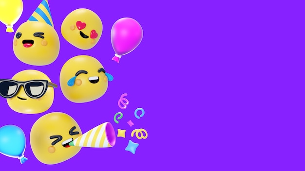 3D-bakgrunn med emojier