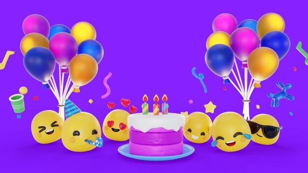 3D-bakgrunn med emojier