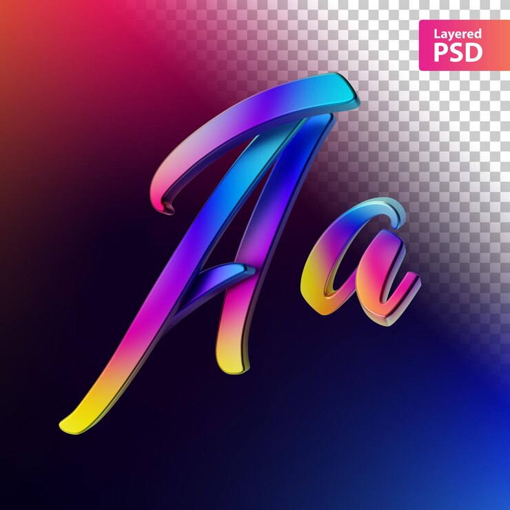 Gratis PSD 3d calligraphic rainbow color letter