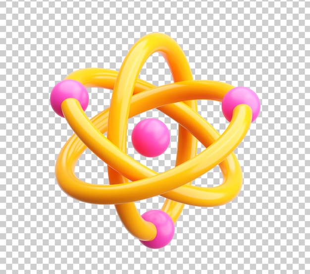 3D Colorful Atom Model Icon for Science and Learning