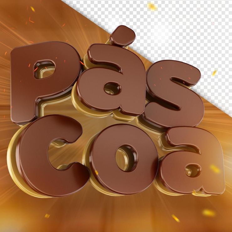Gratis PSD 3d-etikett for kampanjen «god påske» med sjokoladetekstur pascoa i brasil