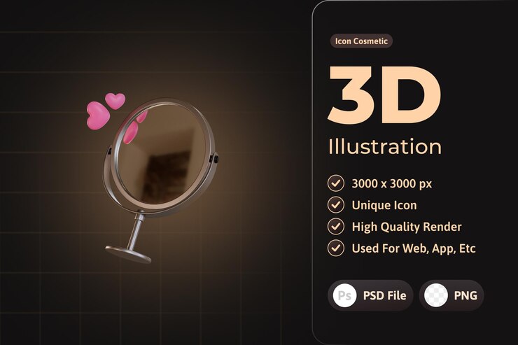 Gratis PSD 3d icon cosmetic luxurious, mirror