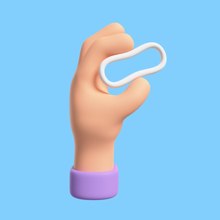 Gratis PSD 3d icon for sex education with hand holding rubber band