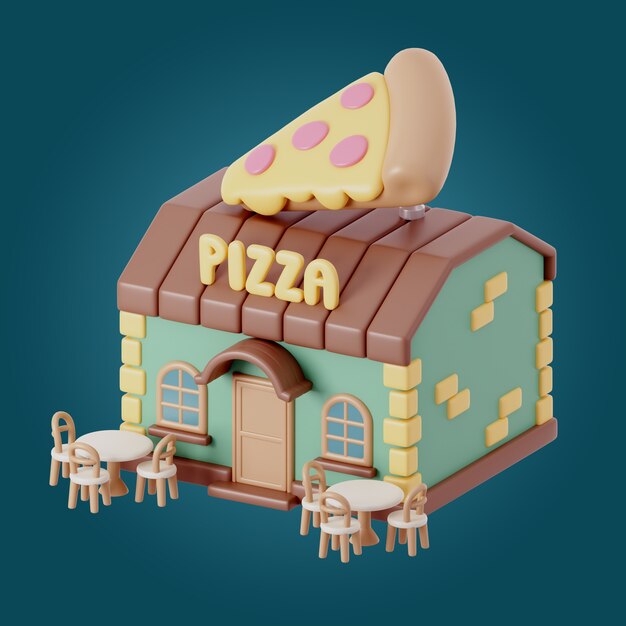 3d illustration of city shop building