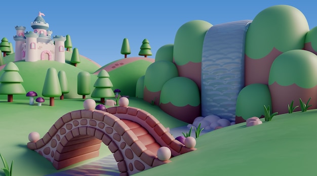 3d landscape with fairytale elements