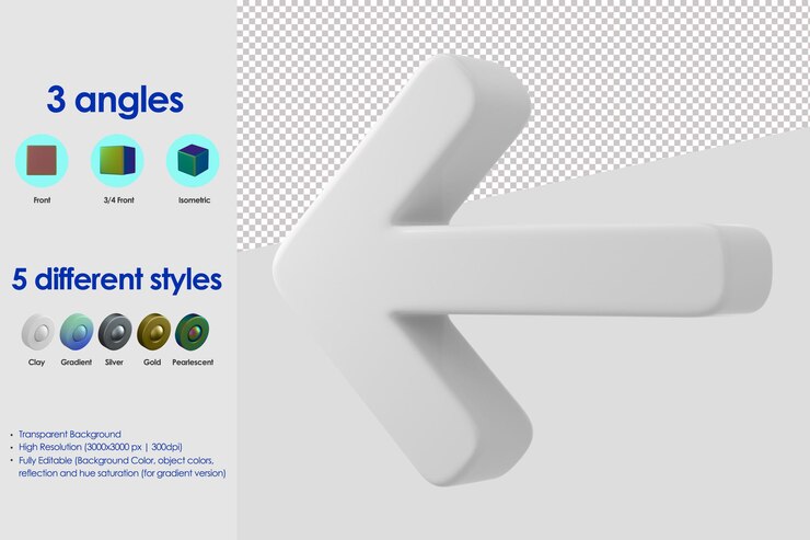 3D left arrow icon