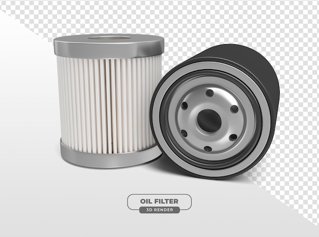 3D Rendered Realistic Metal Oil Filter for Automotive Maintenance with transparent background