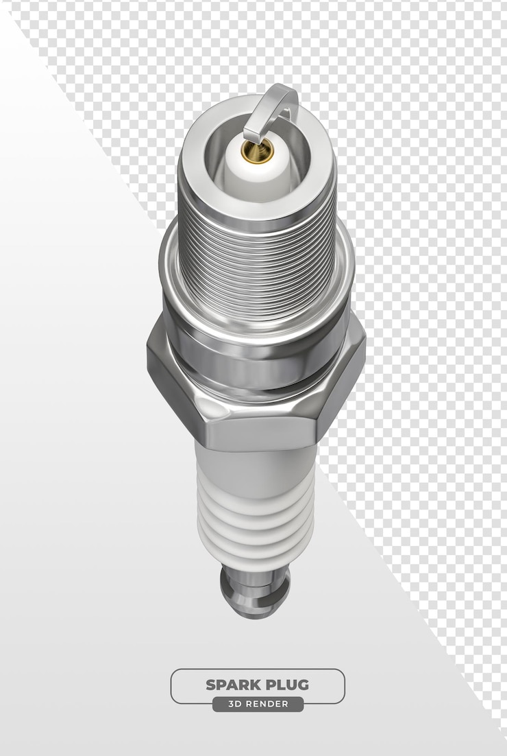 Gratis PSD 3d rendered realistic metal spark plug for automotive maintenance with transparent background
