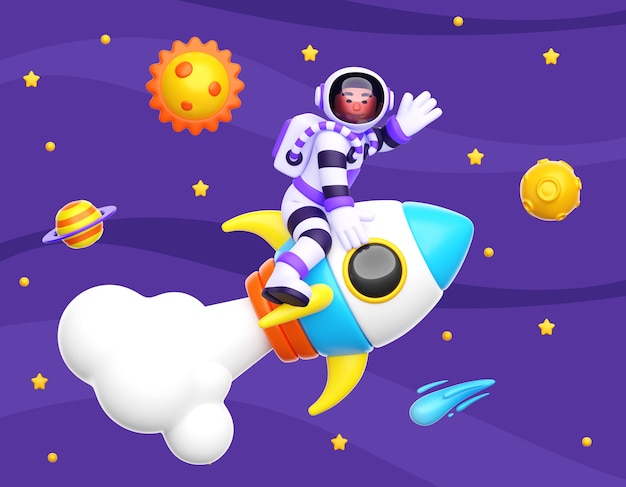 3D-rendering av astronautkarakter