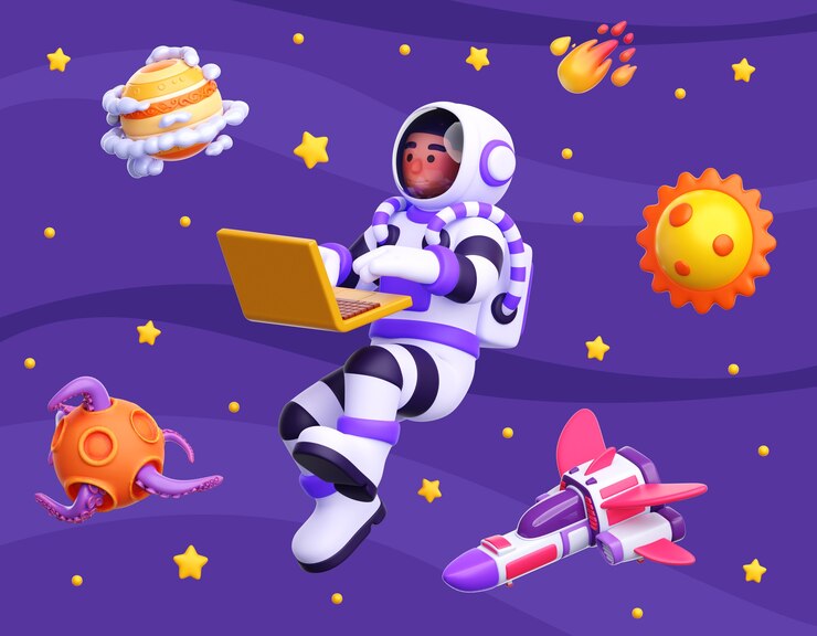 Gratis PSD 3d-rendering av astronautkarakter