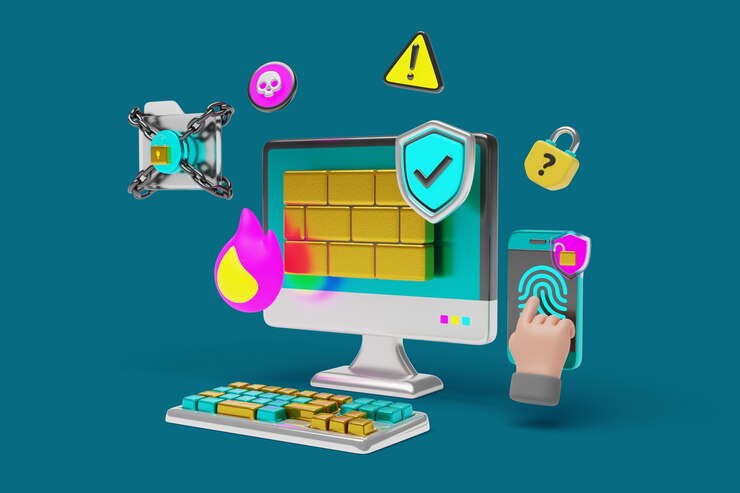 Gratis PSD 3d-rendering av cybersikkerhetsbakgrunn