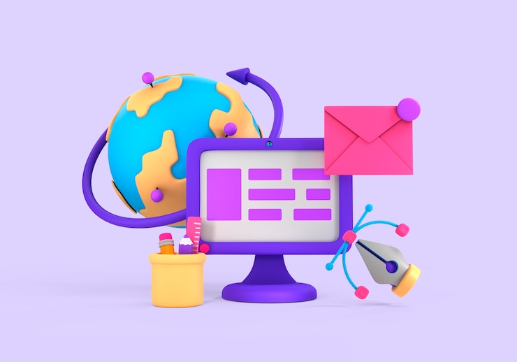 Gratis PSD 3d-rendering av grafisk design
