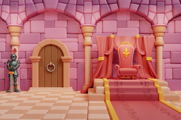 3D-rendering av illustrasjon av et kongelig rom
