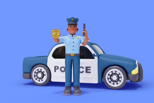 3D-rendering av politi karakter