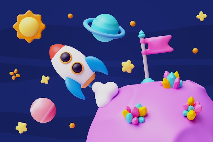 Gratis PSD 3d-rendering av romillustrasjon