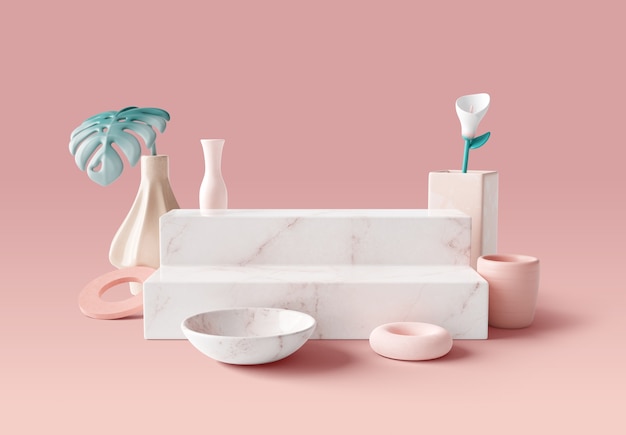 3D-rendering av vaser salgs-podium