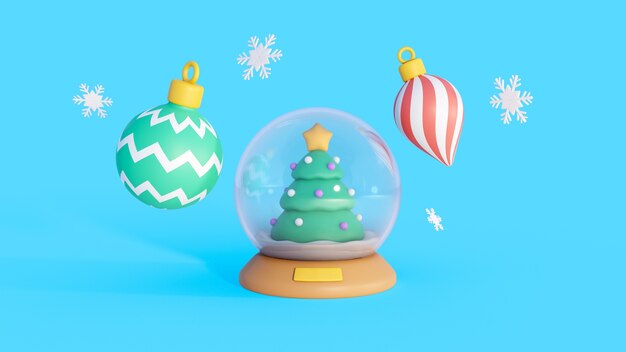 3d rendering of christmas background with icons