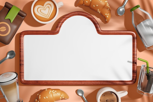 3d rendering of  coffee time sales blank banner background