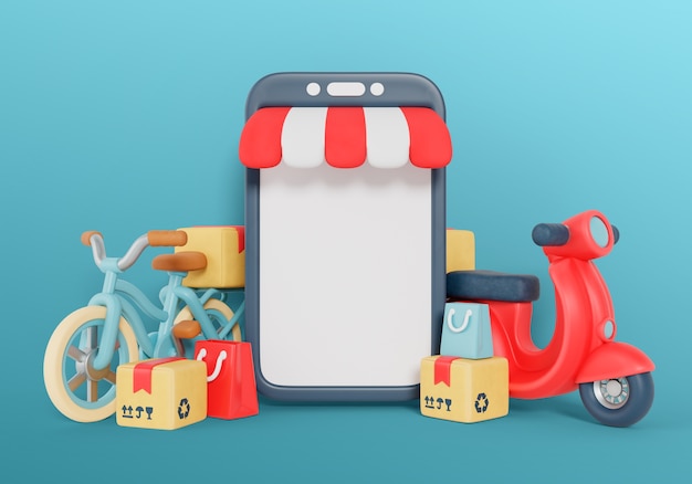 3d rendering of delivery sales blank banner