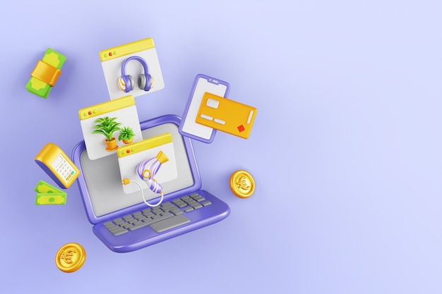3d rendering of ecommerce background