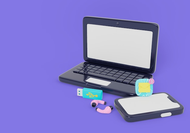 3d rendering of electronics and digital world sales