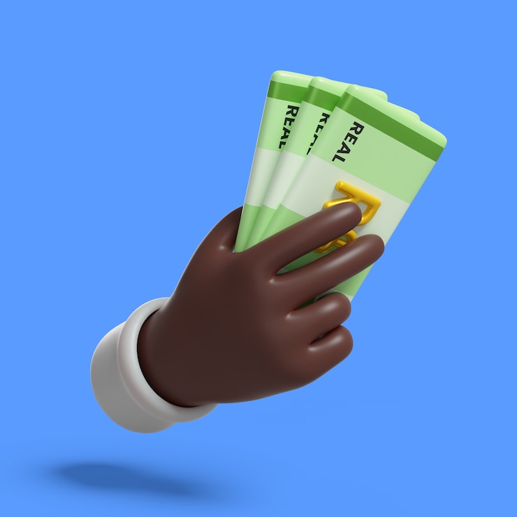 Gratis PSD 3d rendering of hands with money