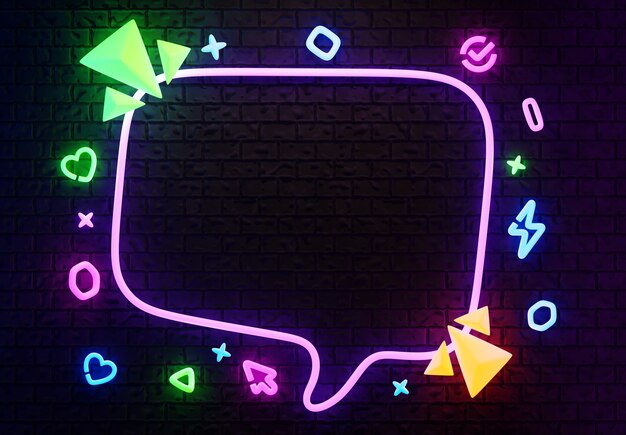 3d rendering of neon frame sales blank banner