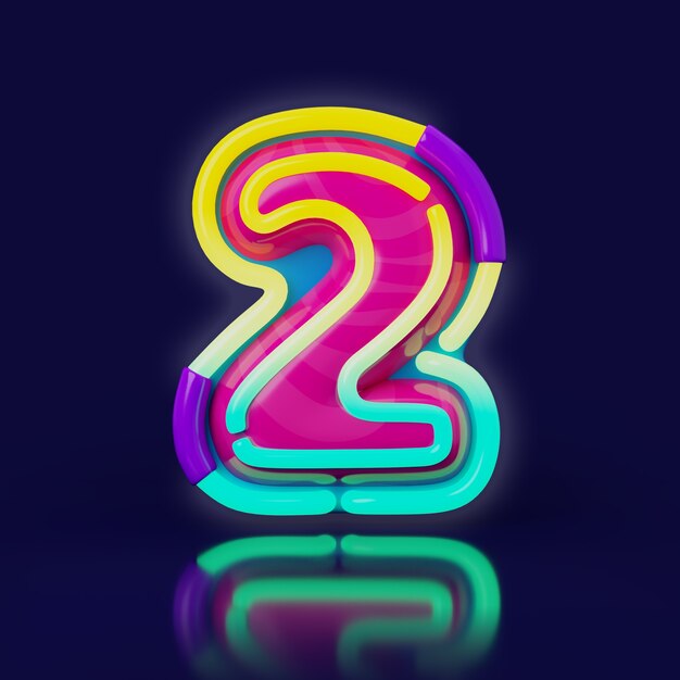 3d rendering of neon number icon