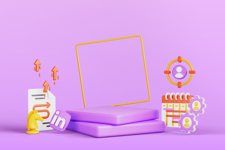 Gratis PSD 3d rendering of sales and marketing podium background