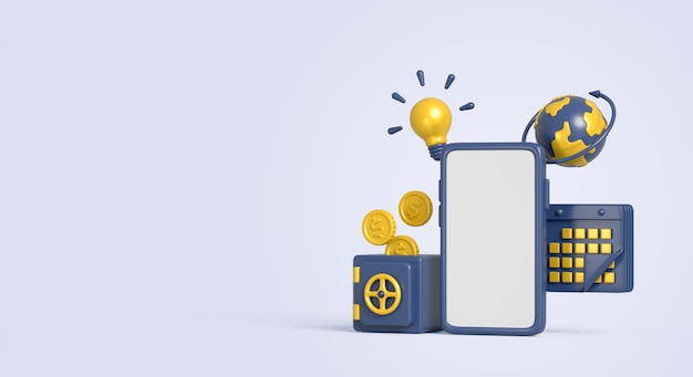 3d rendering of smart financial app