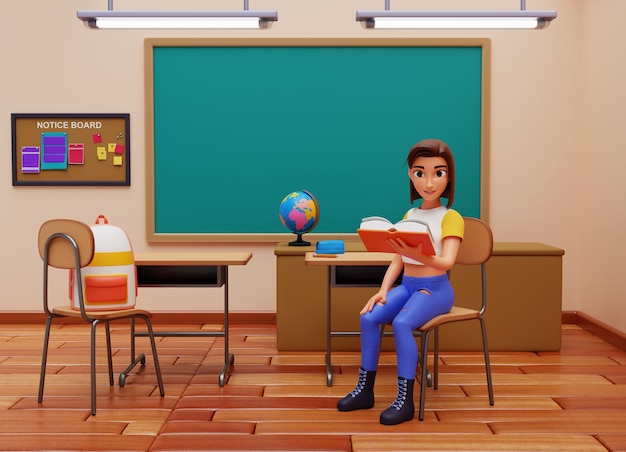 3d rendering of student character