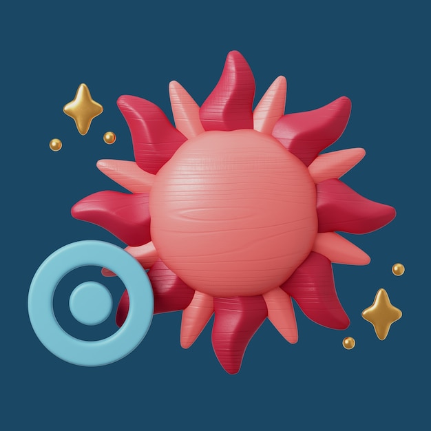 3d rendering of sun icon