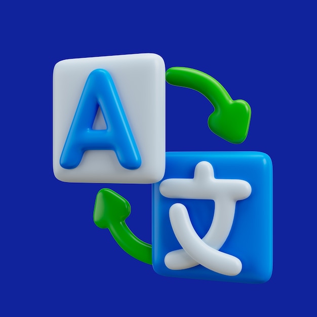 3d rendering of translate ui icon