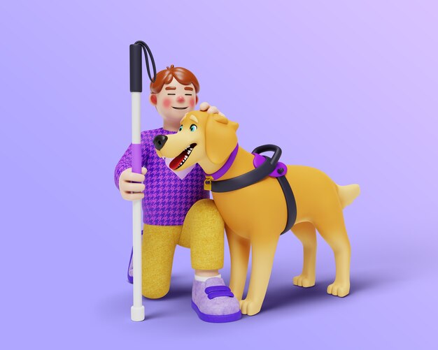 3d rendering of visual impairment character