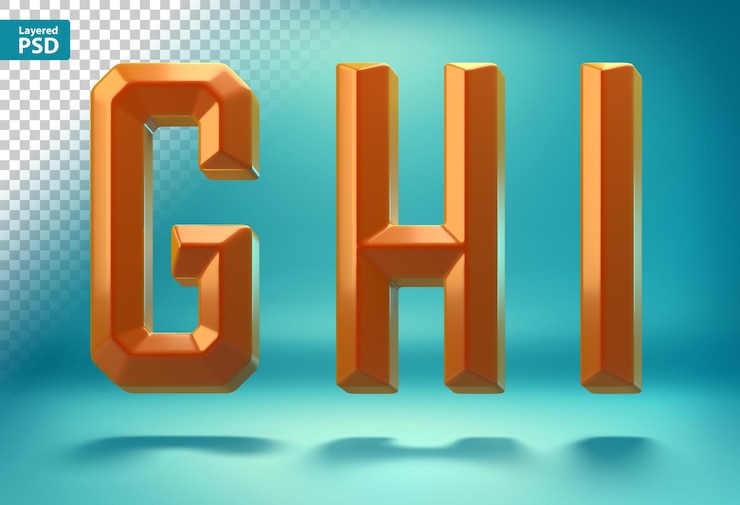 Gratis PSD 3d sharp geometric letters