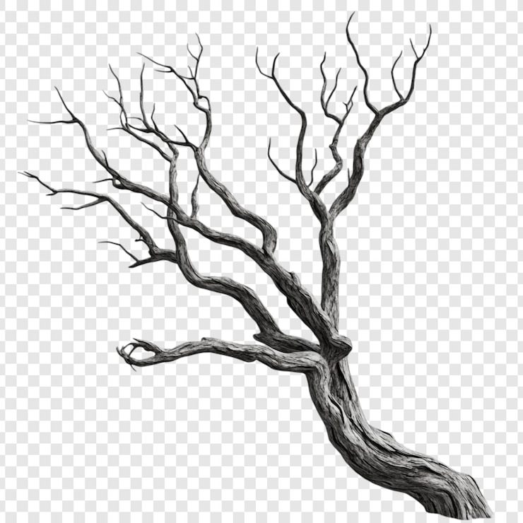 Gratis PSD a gnarled leafless tree branch isolated on a transparent background