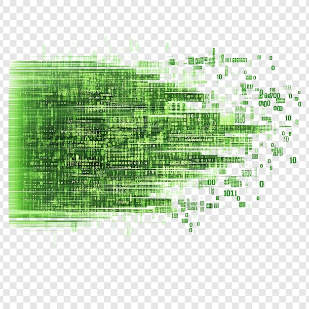 Abstract Digital Data Stream Green Binary Code Visualization