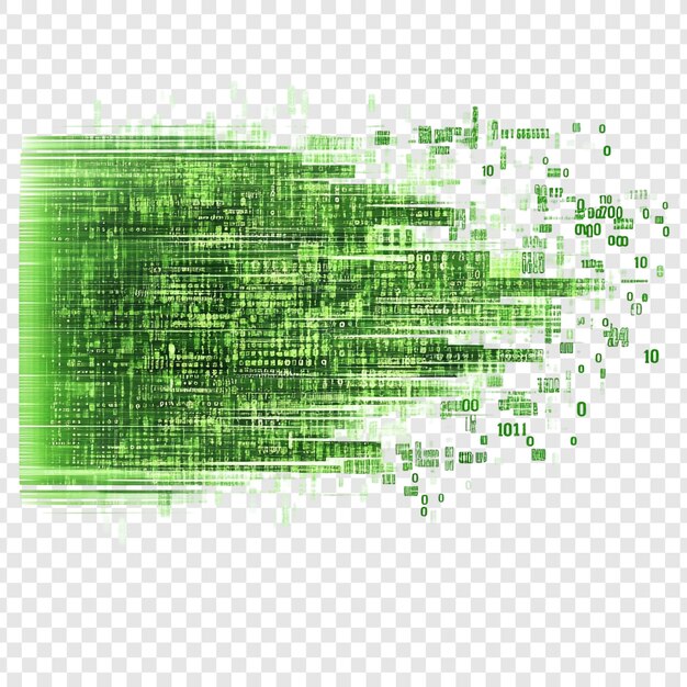 Abstract Digital Data Stream Green Binary Code Visualization