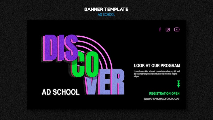 Gratis PSD ad school template banner
