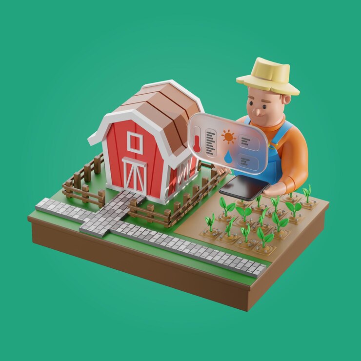 Gratis PSD agriculture control center dashboard 3d illustration