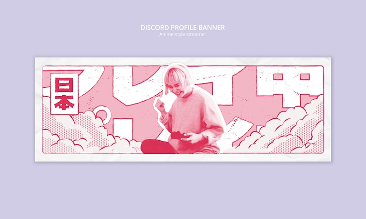 Gratis PSD anime-style discord profile banner for streamer