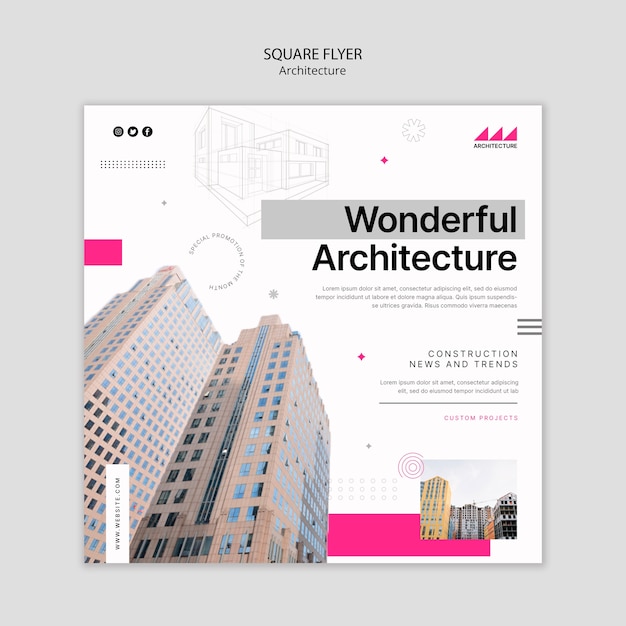 Architecture project square flyer template