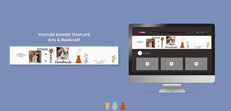 Gratis PSD arts and handcraft youtube banner template
